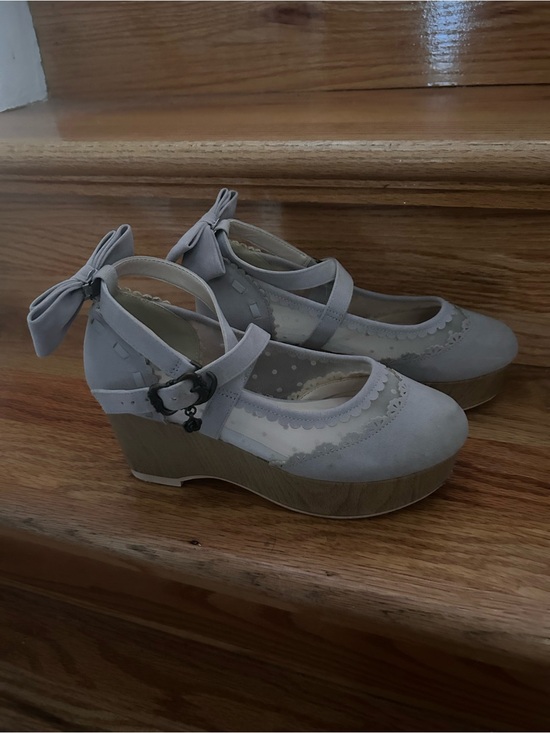 Axes Femme Shoes - Axes Femme Gray Bow Block Heel Sandals
